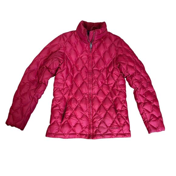 EDDIE BAUER Red Quilted Good Down Puffy Puffer Warm Jacket Coat Girls Size 10 - Picture 1 of 9
